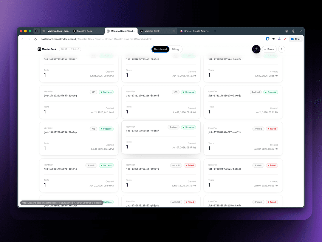 Cloud dashboard preview