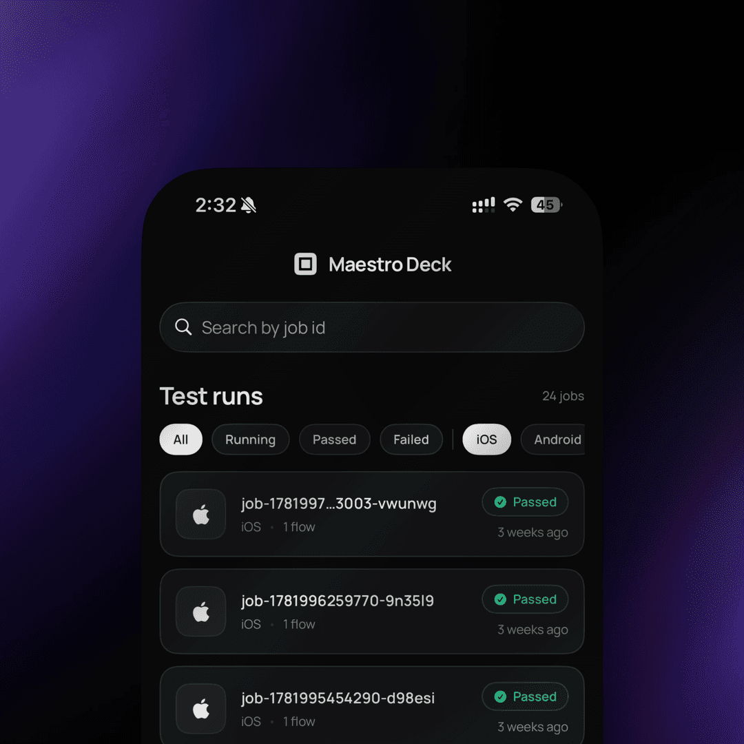 Maestro Deck mobile app preview